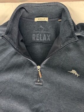 Tommy Bahama Relax 1/4 Zip Pullover Mens Large Gray Sweater Quarter Zip